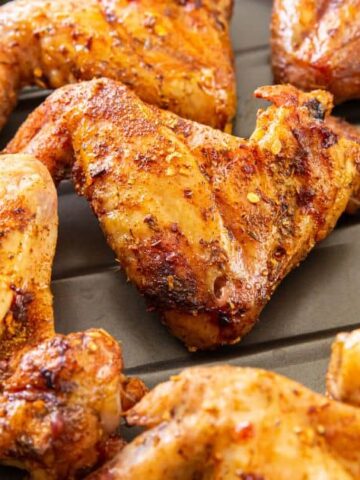 Smoked Chicken Wings on a light blue plate.