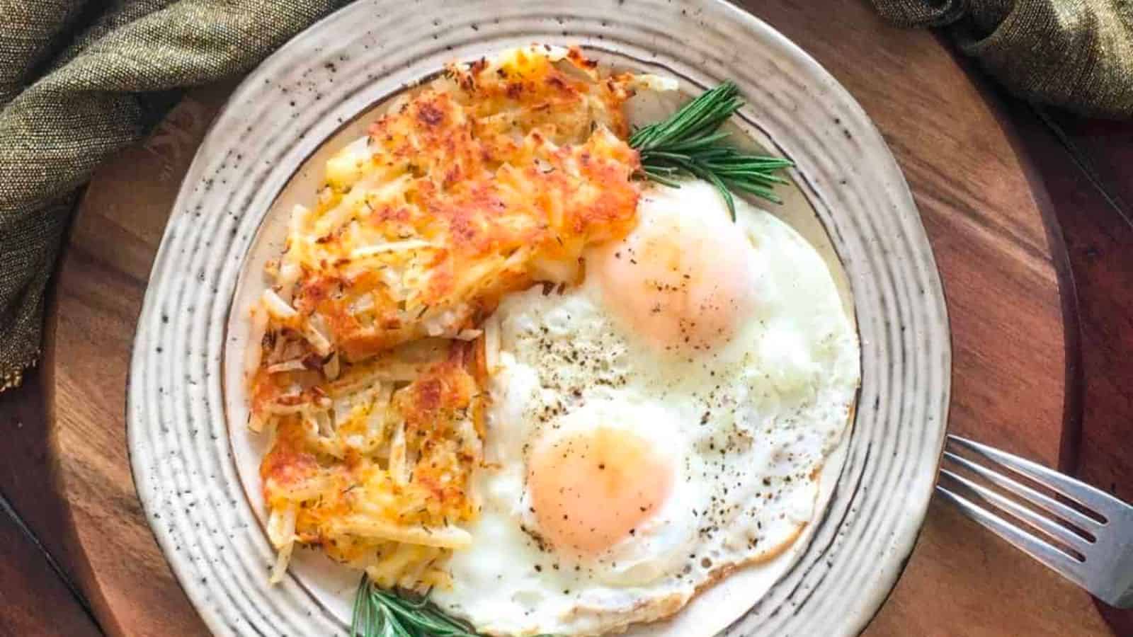 Cheesy hash browns.