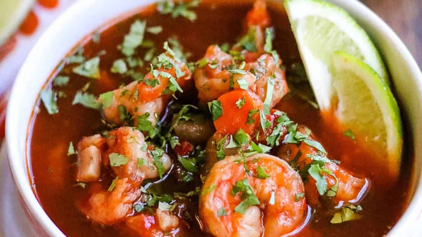 A bowl of shrimp soup.