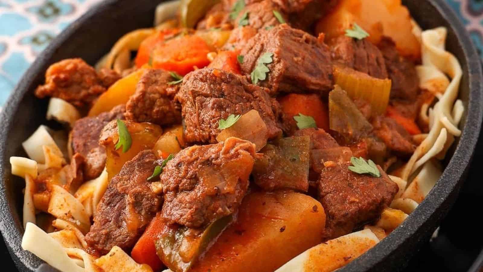 Traditional German goulash made in the slow cooker.