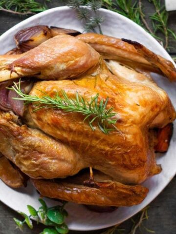 A turkey on a plate.