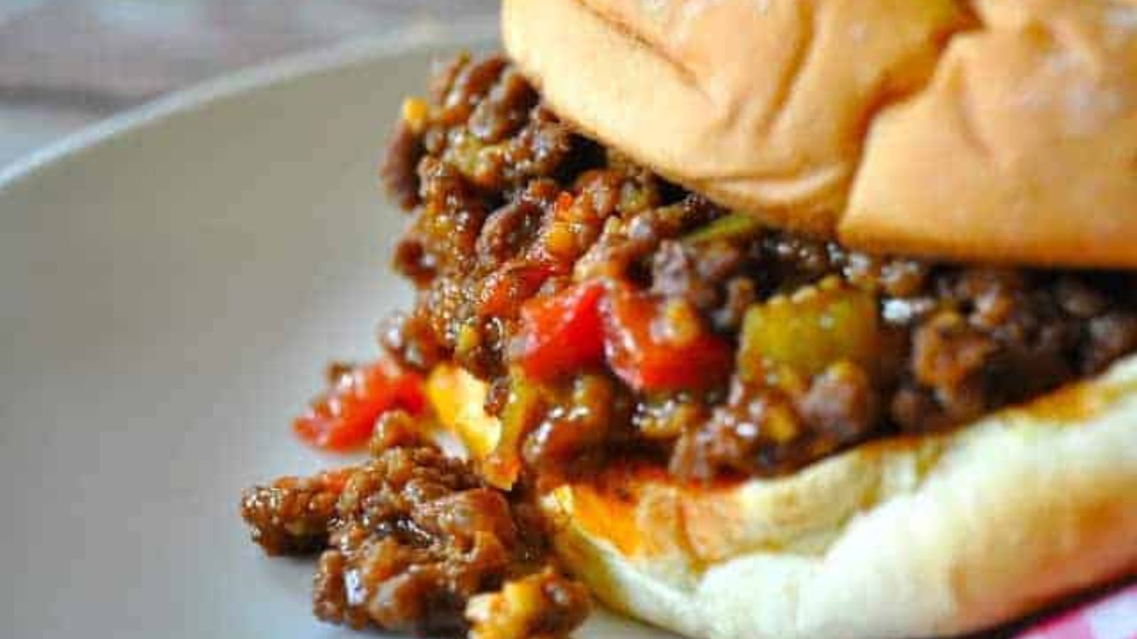 Sloppy joe sandwich on a plate.